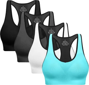 Racerback Sports Bras for Women with Pads - High Impact Athletic Tank Tops for Yoga and Workout Brassieres Bra