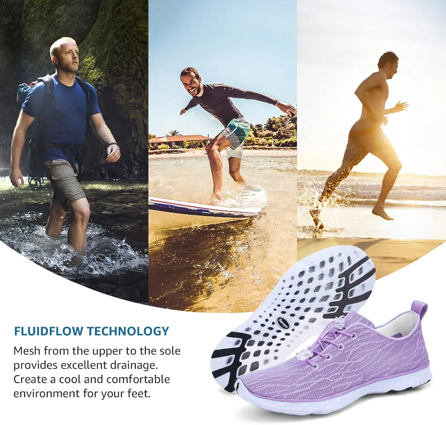 Racqua Women Men Breathable Mesh Water Shoes