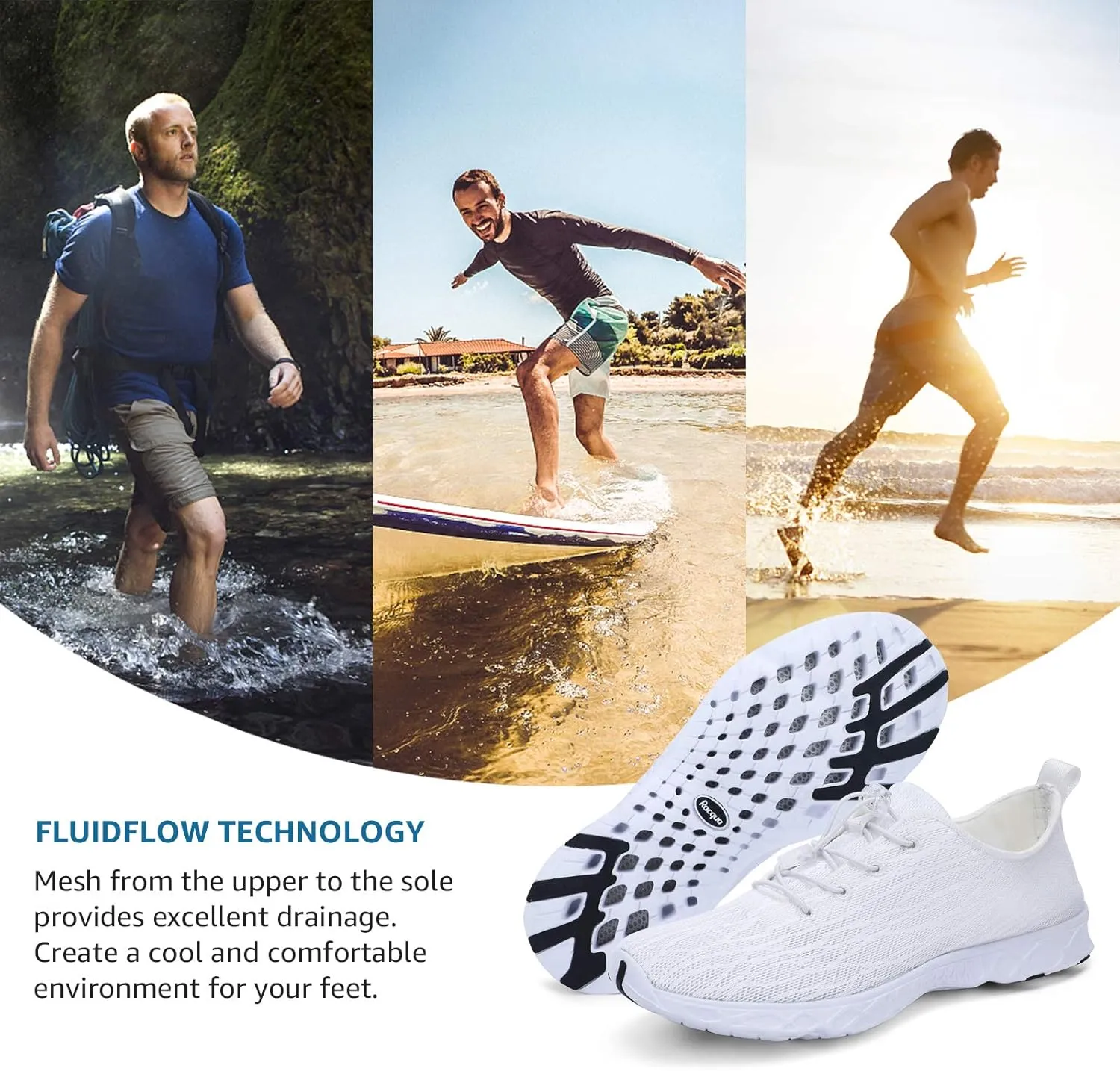 Racqua Women Men Breathable Mesh Water Shoes