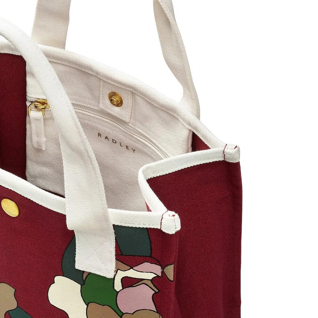 Radley Abstract Rose Small Open Top Grab Bag - Cranberry