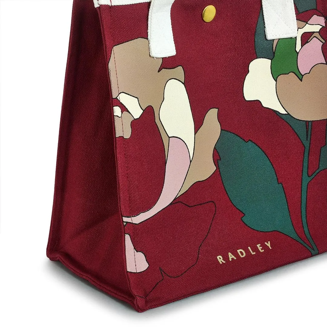 Radley Abstract Rose Small Open Top Grab Bag - Cranberry