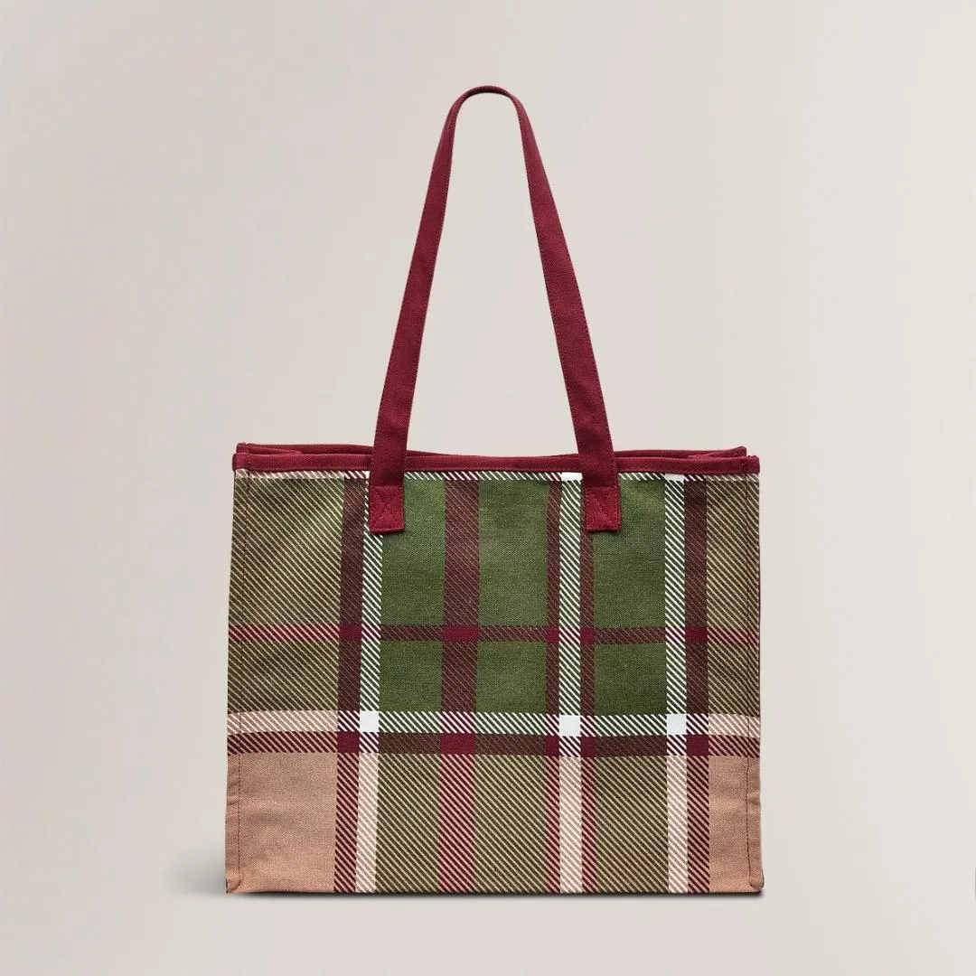 Radley Autumn Check Large Open Top Tote Bag - Cranberry