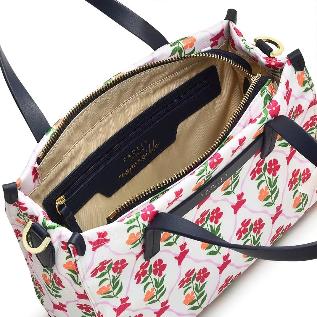 Radley Finsbury Park Carousel Floral Medium Ziptop Grab Bag - Chalk