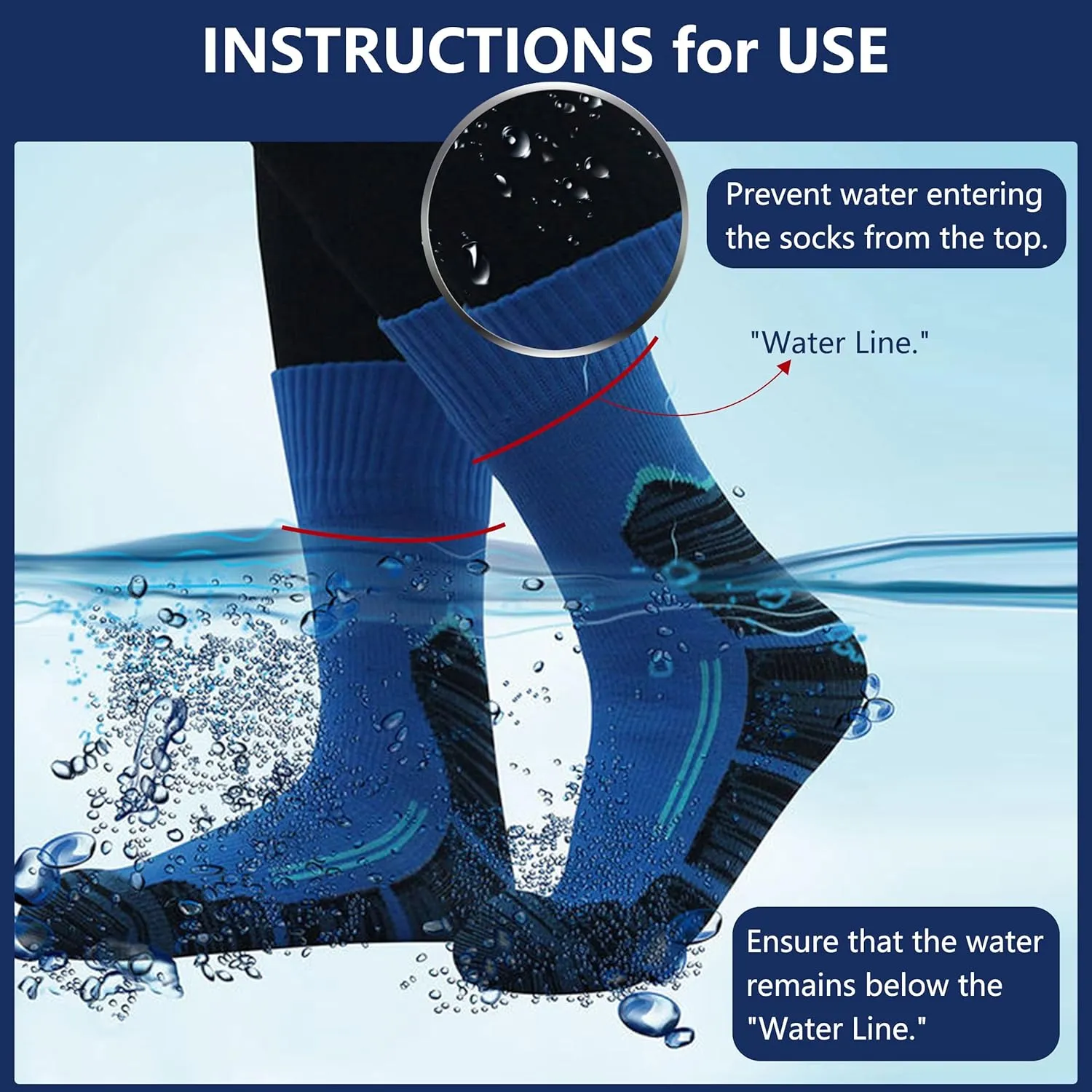 RANDY SUN Ultra-thin Golf Waterproof Socks, Breathable Men's Women's Sports Mid Calf Socks 1&2 Pairs