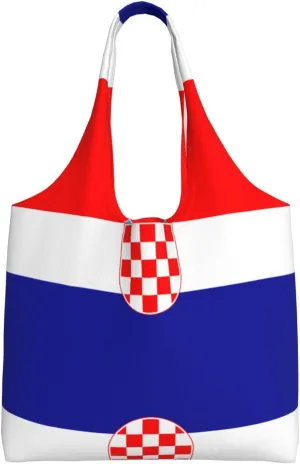 Republic of Croatia flag Printed single-shoulder canvas bag, fashionable daily canvas bag, suitable for daily travel and shopping