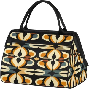 Retro Tile Pattern Gym Bag for Women Men, Travel Sports Duffel Bag with Trolley Sleeve, Waterproof Sports Gym Bag Weekender Overnight Bag Carry On Tote Bag for Travel Gym Sport