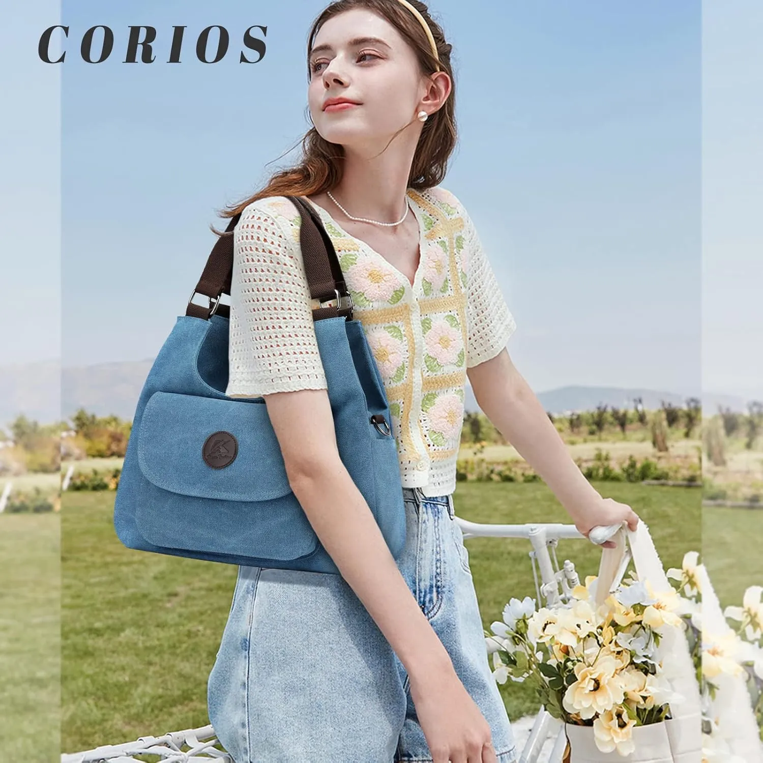 Retro Women Underarm Bag Canvas Shoulder Bag Casual Handbag