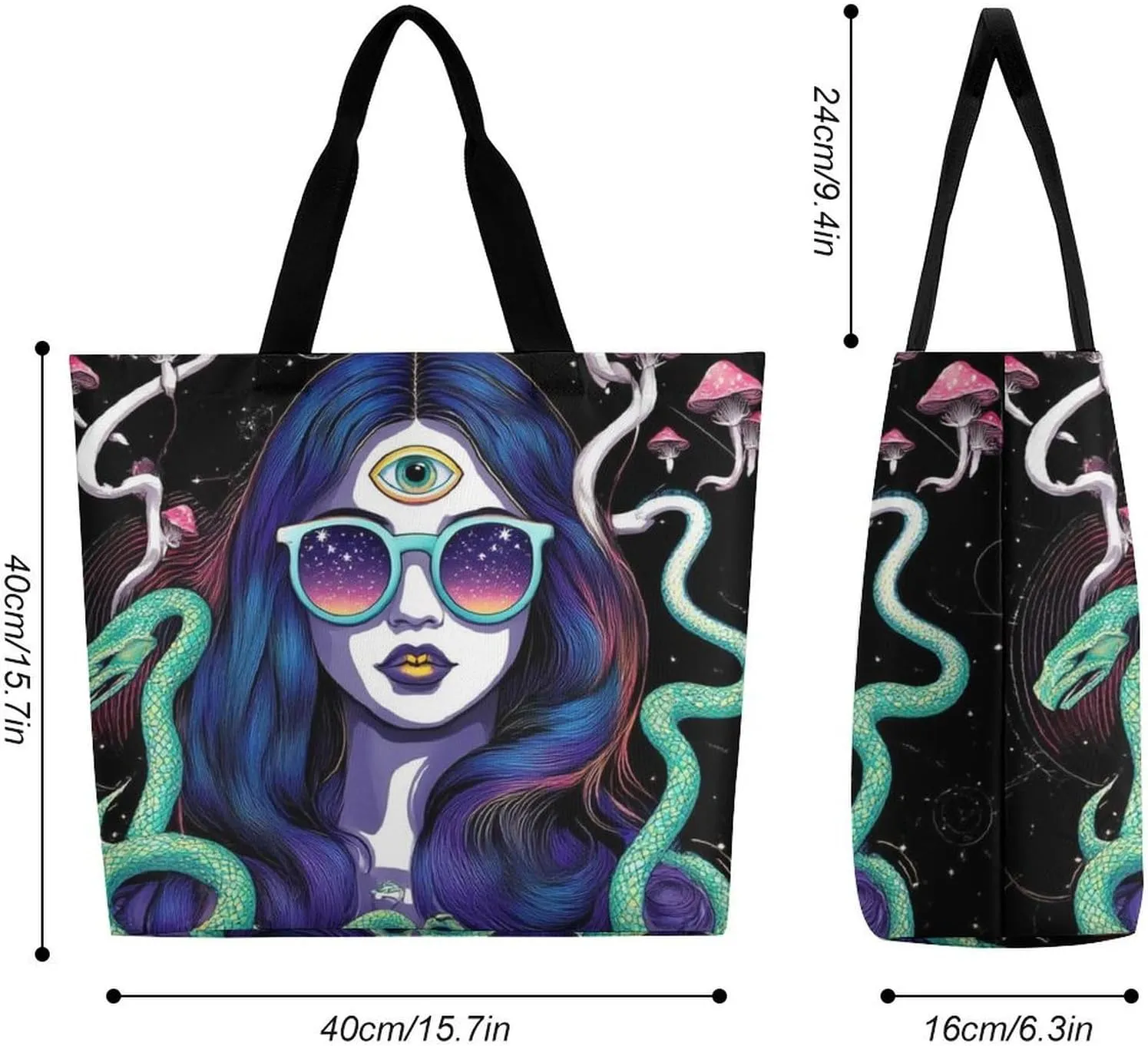 Reusable Grocery Bag for Women, Portable Large Shopping Storage Bag Casual Shoulder Handbags