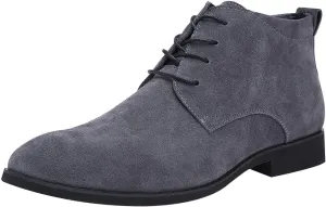 rismart Men's Suede Chukka Boots Plain Toe Lace Up Oxfords Business Casual Shoes