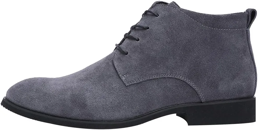 rismart Men's Suede Chukka Boots Plain Toe Lace Up Oxfords Business Casual Shoes