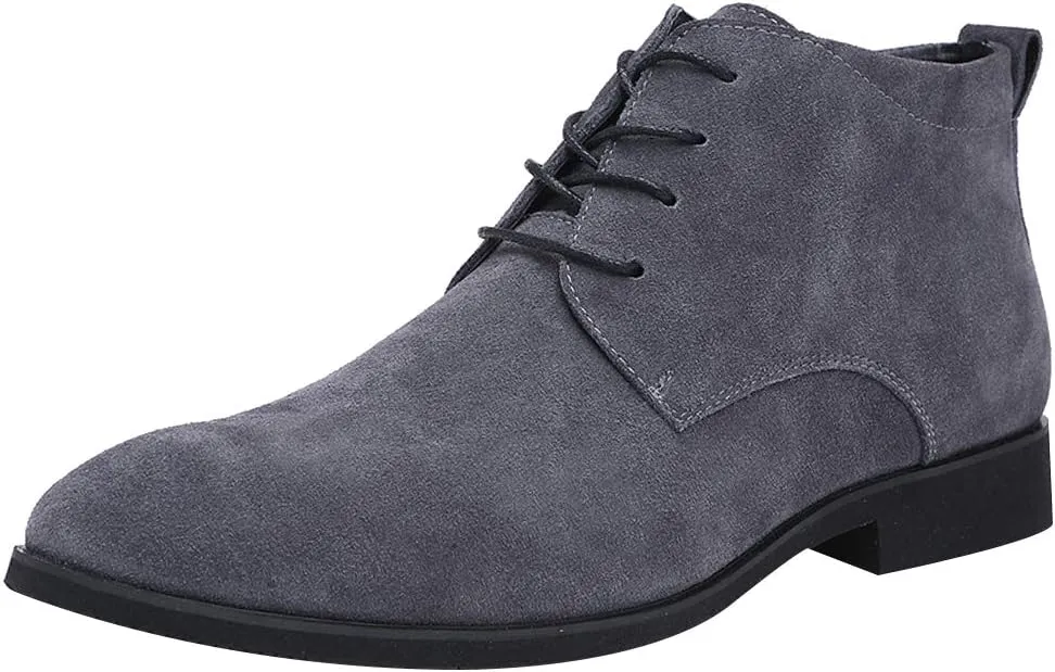 rismart Men's Suede Chukka Boots Plain Toe Lace Up Oxfords Business Casual Shoes