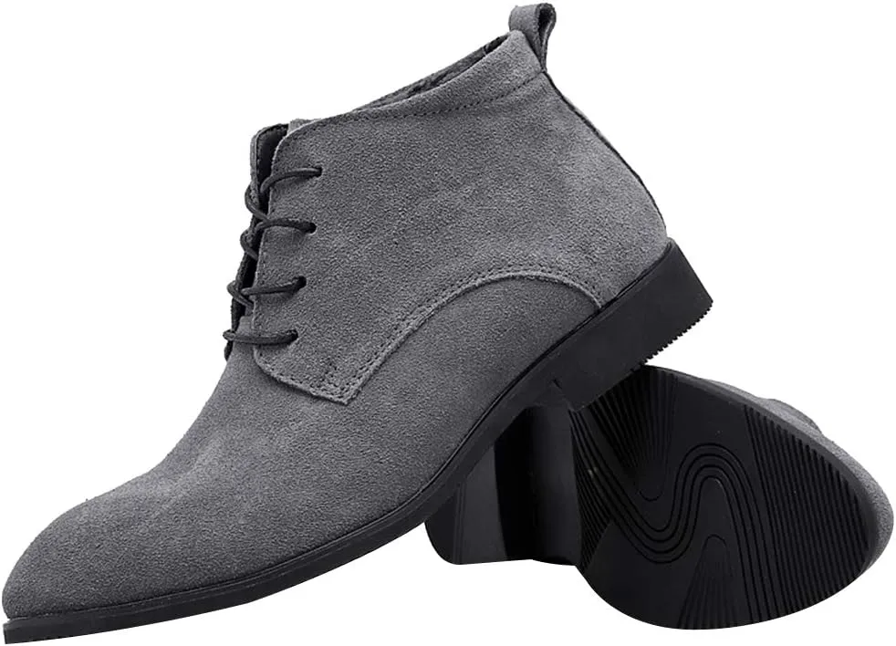 rismart Men's Suede Chukka Boots Plain Toe Lace Up Oxfords Business Casual Shoes