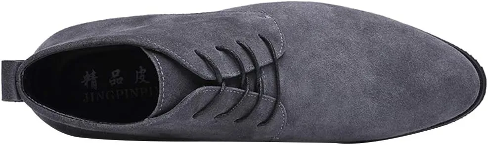 rismart Men's Suede Chukka Boots Plain Toe Lace Up Oxfords Business Casual Shoes