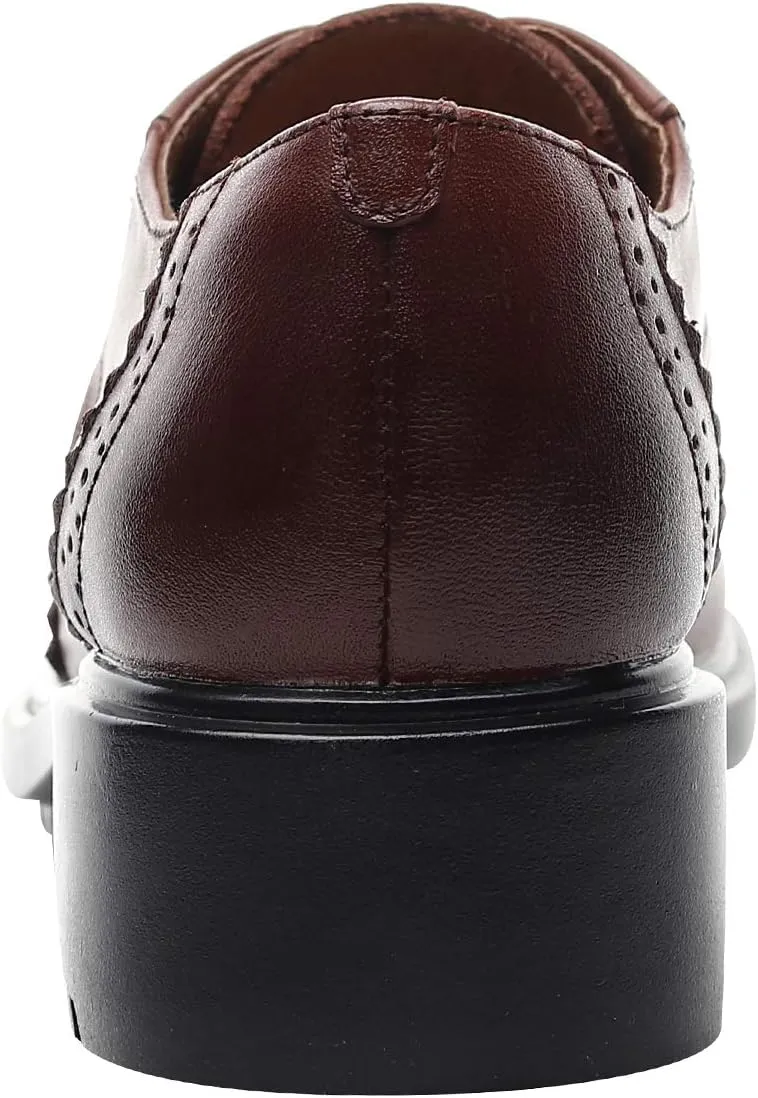 rismart Women's Dress Oxfords Leather Round Toe Lace up Business Formal Brogues Shoes