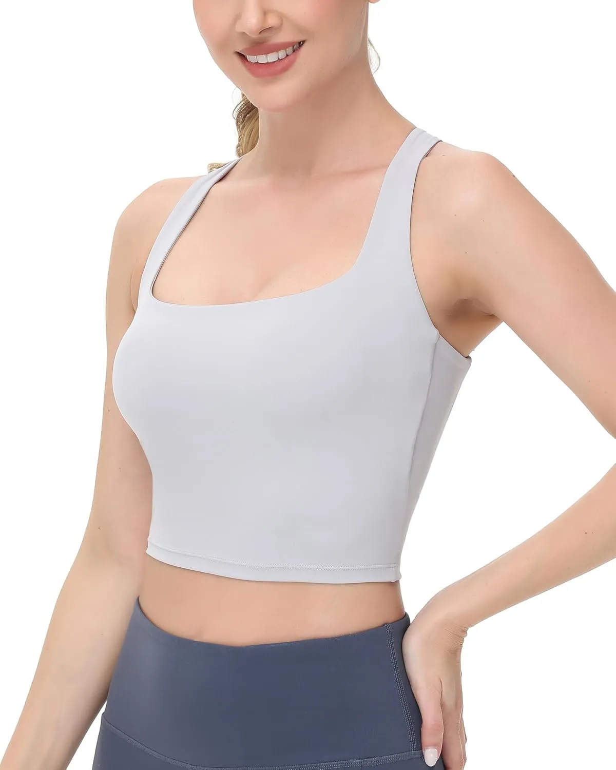 romansong Strappy Yoga Sports Bras for Women Padded Criss-Cross Back Tank Tops