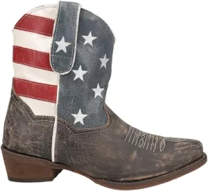 ROPER Womens American Beauty Distressed Round Toe Western Cowboy Boots Ankle Low Heel 1-2" - Brown