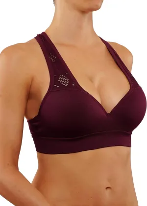 ROUGHRIVER Women's Yoga Crop Top Sports Bra with NOT Removable Adding Volume Pads Breathable Race Back