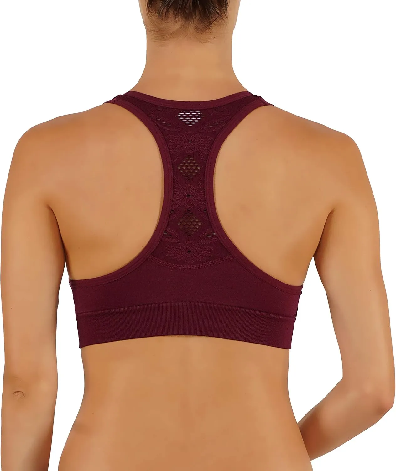 ROUGHRIVER Women's Yoga Crop Top Sports Bra with NOT Removable Adding Volume Pads Breathable Race Back