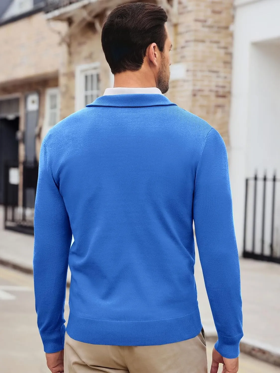 Runcati Mens Quarter Zip Sweaters Long Sleeve Slim Fit Pullover Mock Neck Casual Knit Polo Sweater