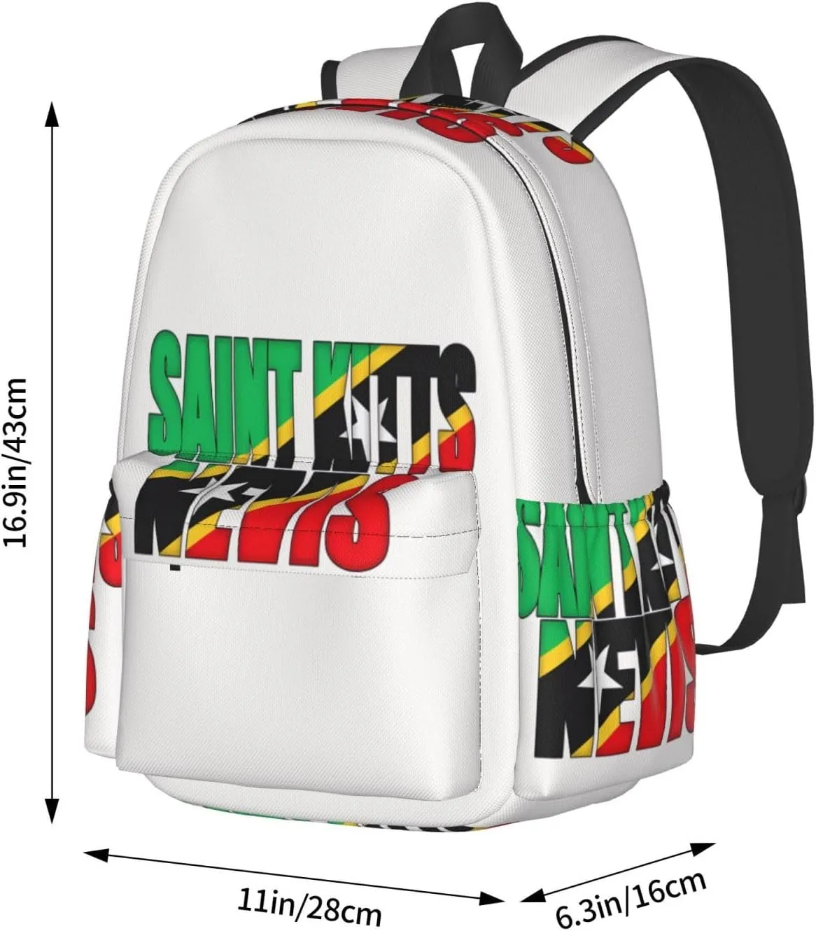 Saint Kitts Nevis Flag Casual Backpack Large Capacity Travel Backpacks Laptop Daypack Commuter Rucksack Adjustable Strap Sports Bags for Hiking Biking