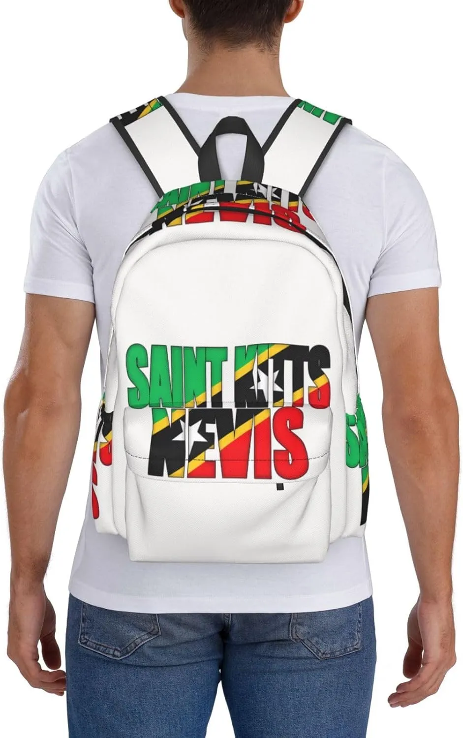 Saint Kitts Nevis Flag Casual Backpack Large Capacity Travel Backpacks Laptop Daypack Commuter Rucksack Adjustable Strap Sports Bags for Hiking Biking