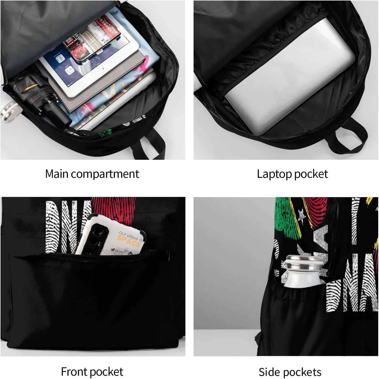 Saint Kitts Nevis Roots Flag Fingers Casual Backpack Large Capacity Travel Backpacks Laptop Daypack Commuter Rucksack Adjustable Strap Sports Bags for Hiking Biking