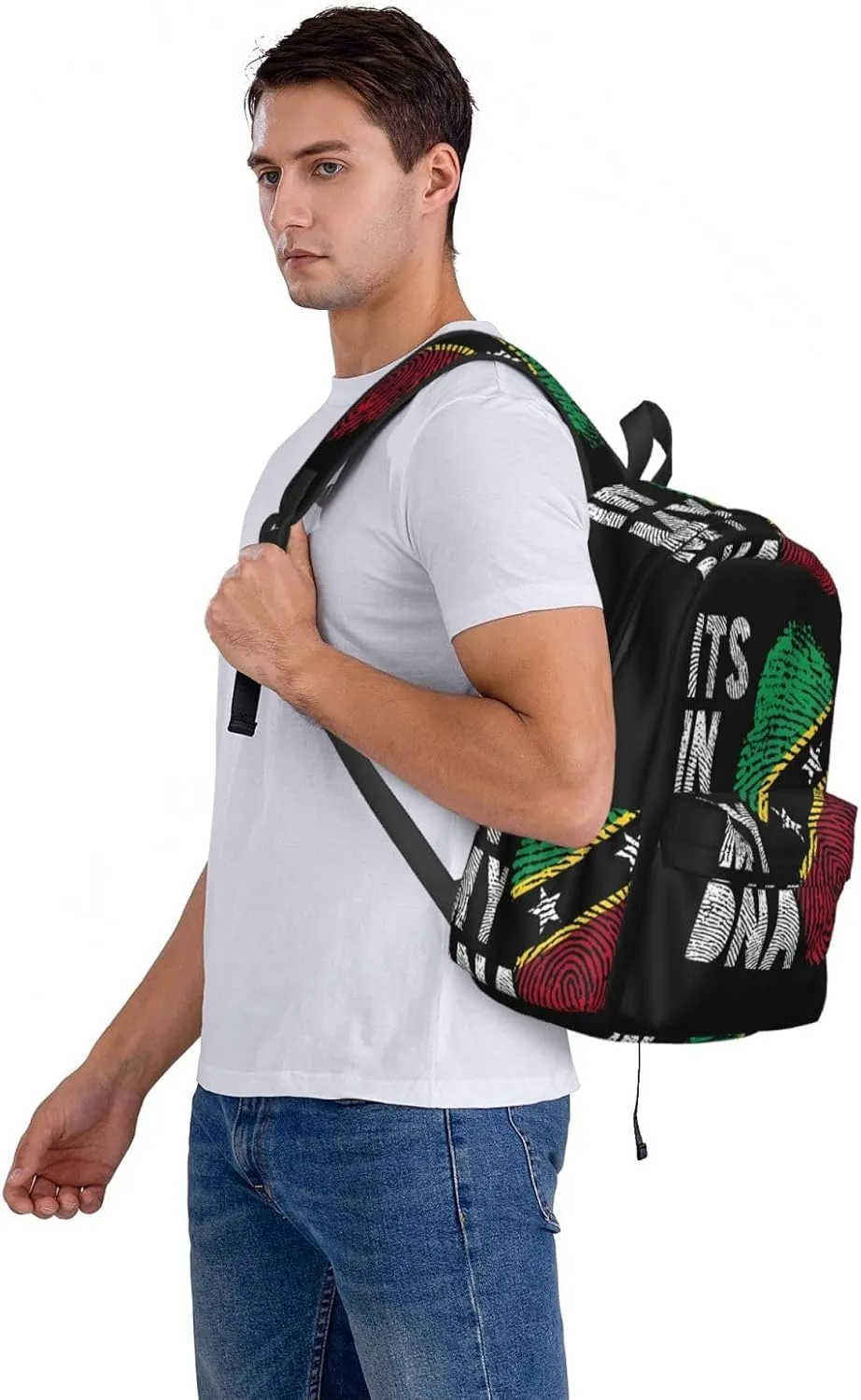 Saint Kitts Nevis Roots Flag Fingers Casual Backpack Large Capacity Travel Backpacks Laptop Daypack Commuter Rucksack Adjustable Strap Sports Bags for Hiking Biking