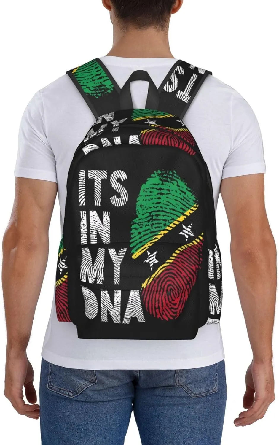 Saint Kitts Nevis Roots Flag Fingers Casual Backpack Large Capacity Travel Backpacks Laptop Daypack Commuter Rucksack Adjustable Strap Sports Bags for Hiking Biking
