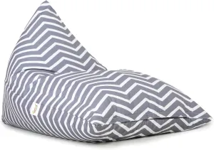 SATTVA Kids Triangle Canvas Bean Bag Cover (No Filling) Organize Stuffed Animal Storage, Beans, Toys Ultra Soft Zipper Bean Bag Chairs for Teens & Adults_Grey Zigzag Print