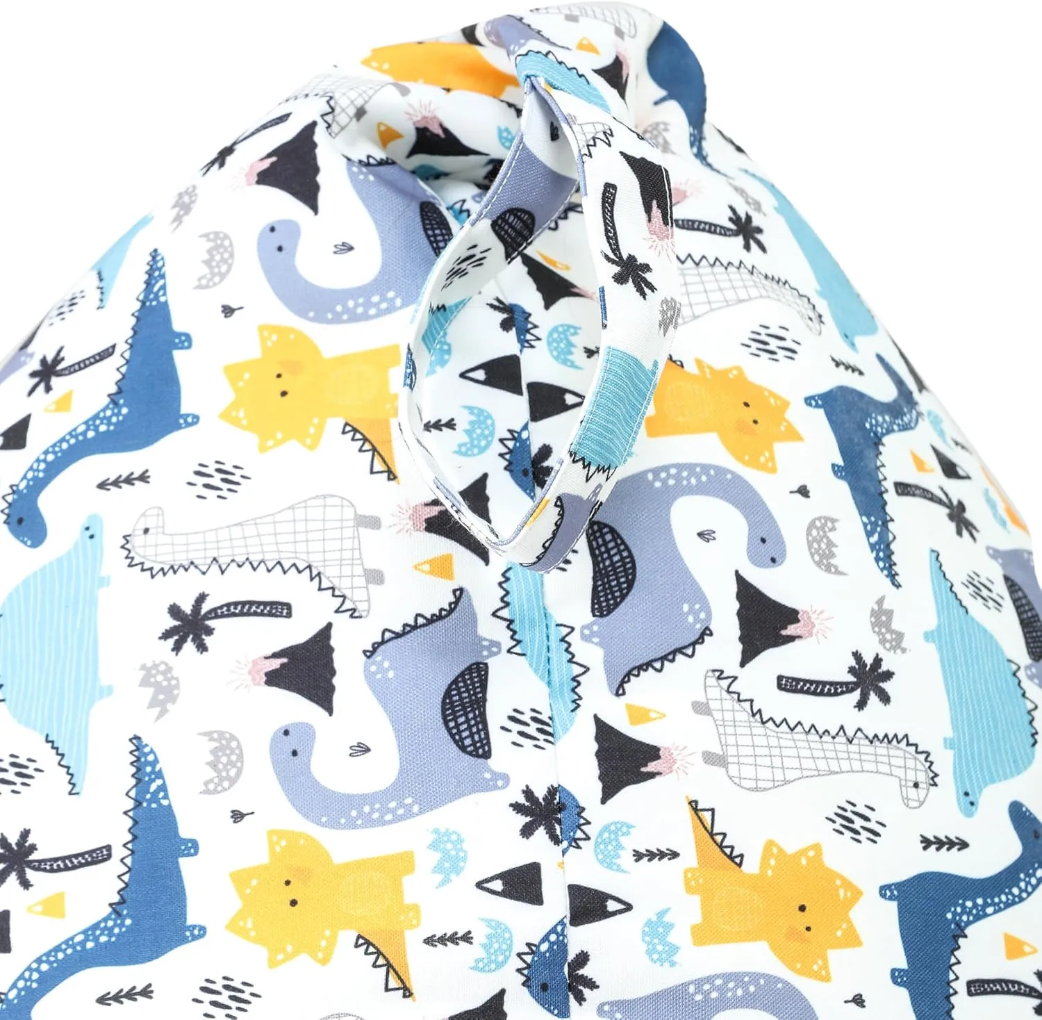 SATTVA Kids Triangle Canvas Bean Bag Cover (No Filling) Organize Stuffed Animal Storage, Beans, Toys Ultra Soft Zipper Bean Bag Chairs for Teens & Adults_White Dino Print