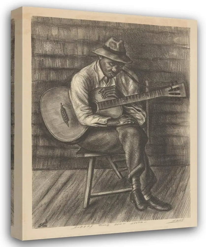 Saul Kovner 28x36 Extra Large Gallery Wrapped Canvas Museum Art Print Titled: Sleepy Time down South (1941)