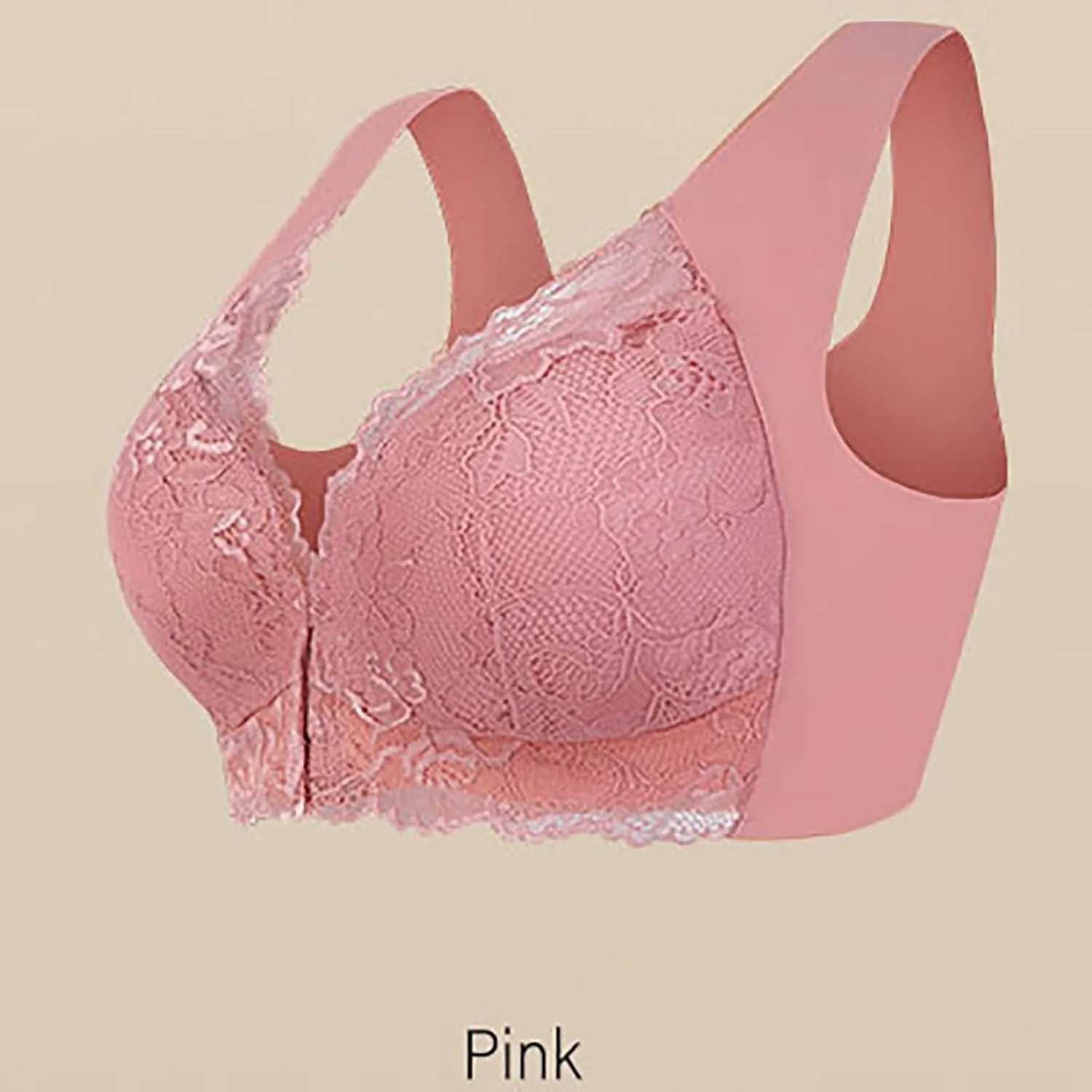 Seamless Bras for Women Front Closure No Underwire Bras Lace Breathable Bra Push Up Bralette Support Posture Bra