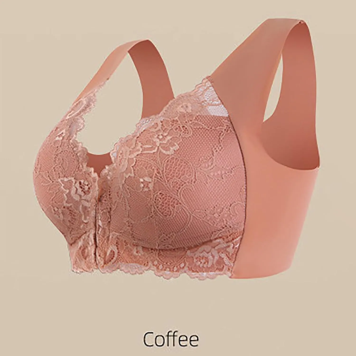 Seamless Bras for Women Front Closure No Underwire Bras Lace Breathable Bra Push Up Bralette Support Posture Bra