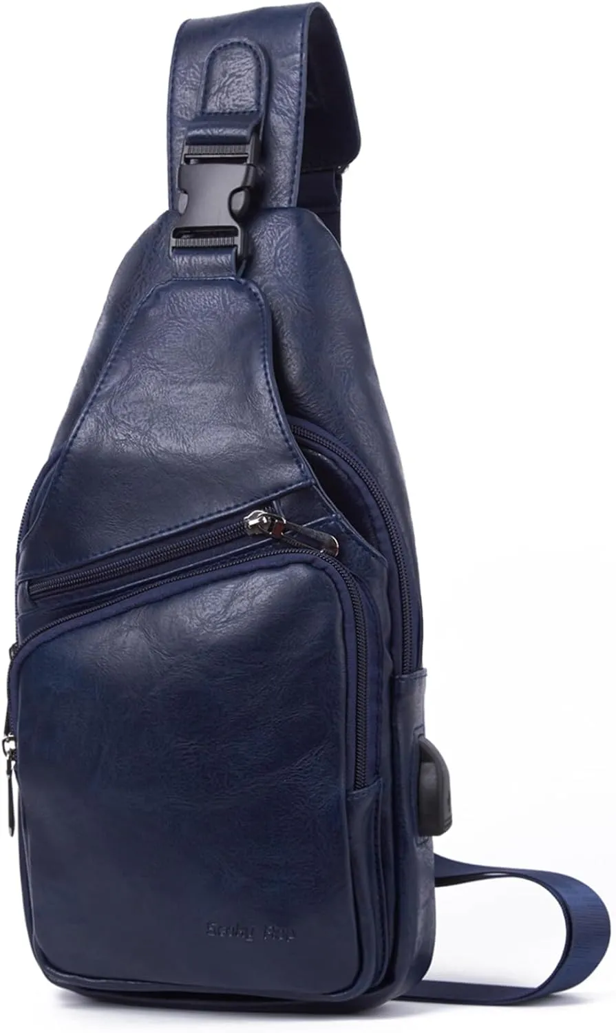 Seoky Rop Men's Sling Bag Lightweight Waterproof Chest Shoulder Crossbody Bag with USB Charging Port Blue