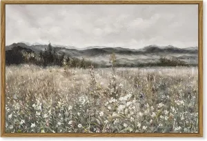 SHENIFY 24x36in Large Vintage Landscape Framed Canvas Wall Art Prairie in Full Bloom Classic Painting Modern Farmhouse Bathroom Office Decor - Natural Framed