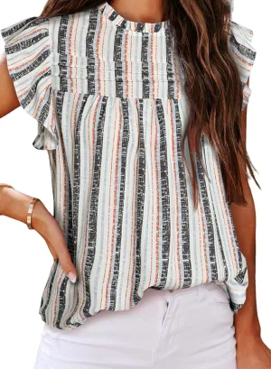 SHEWIN Womens Summer Crewneck Tank Tops Casual Ruffle Sleeveless Tops Shirts