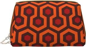 Shining Overlook Print Leather Clutch Zipper Cosmetic Bag, Travel Cosmetic Organizer, Leather Storage Cosmetic Bag