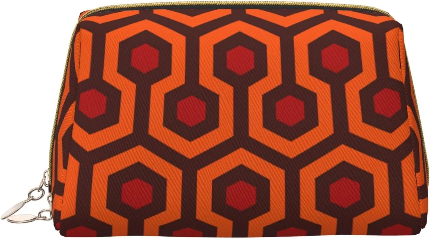 Shining Overlook Print Leather Clutch Zipper Cosmetic Bag, Travel Cosmetic Organizer, Leather Storage Cosmetic Bag