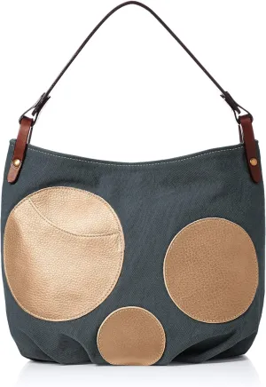 Shoulder Bag (Canvas x Cowhide Leather), 3 Colors Available
