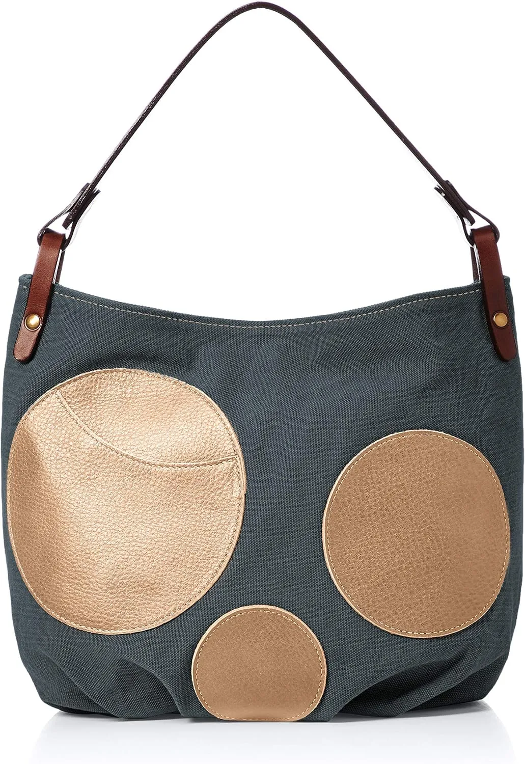 Shoulder Bag (Canvas x Cowhide Leather), 3 Colors Available