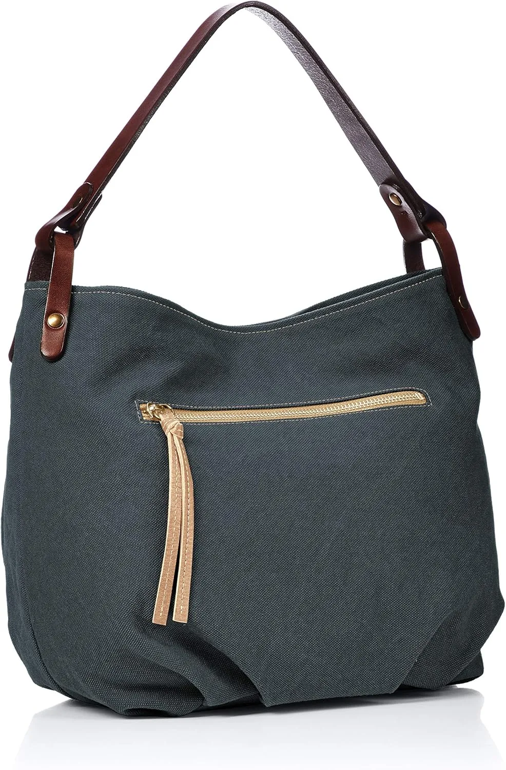 Shoulder Bag (Canvas x Cowhide Leather), 3 Colors Available