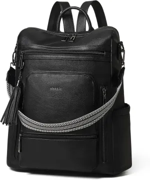 Shrrie Vegan Leather Laptop Backpack for Women 15.6 inch Work Backpack Fashion Travel Backpack Purse for Travel College Work