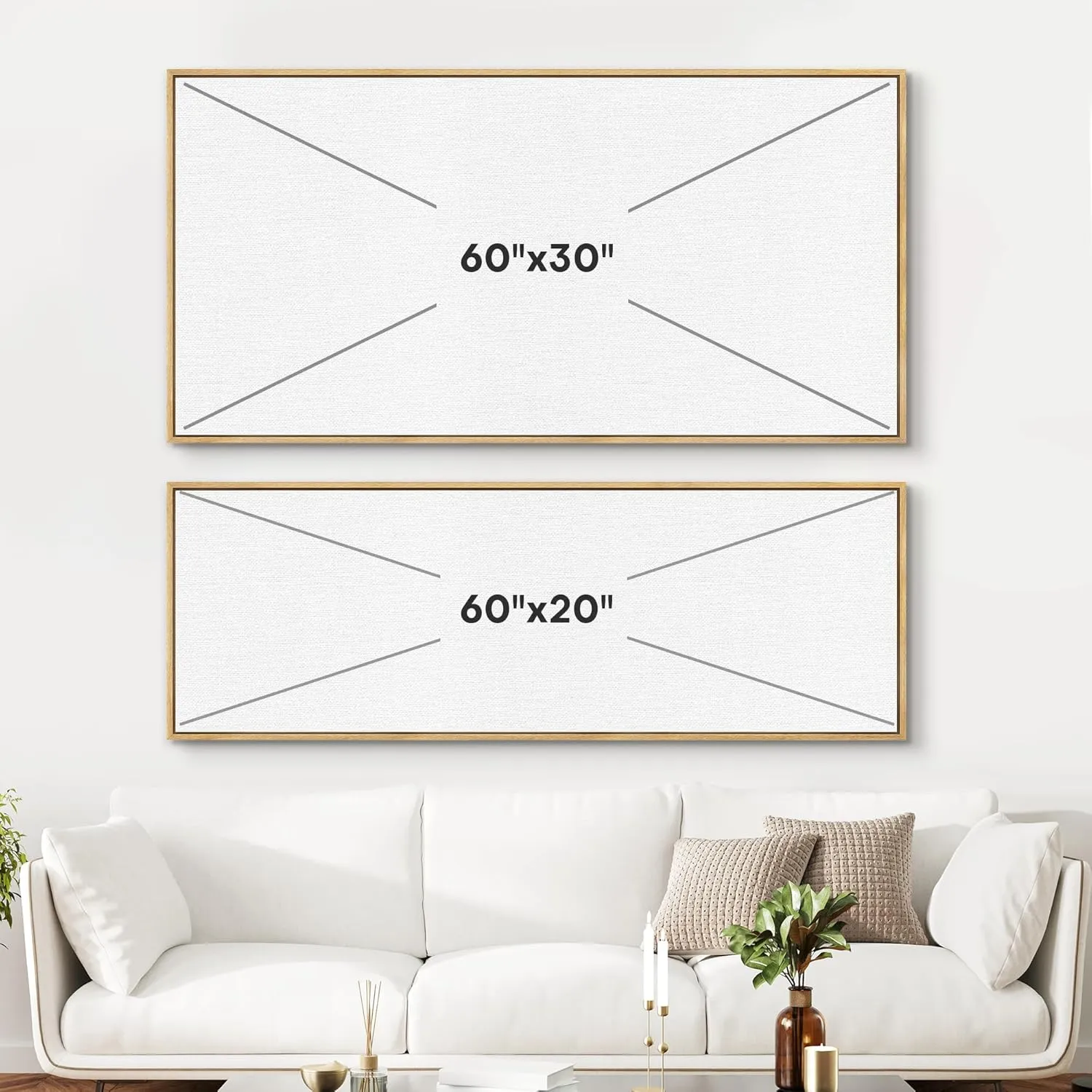 SIGNFORD Extra Large Framed Canvas Print Wall Art Desert Sunset with Cacti Illustrations Modern Art Calm Warm for Living Room, Bedroom, Office - 60"x30"