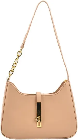 Simple and high-end metal buckle single shoulder underarm crossbody bag for women
