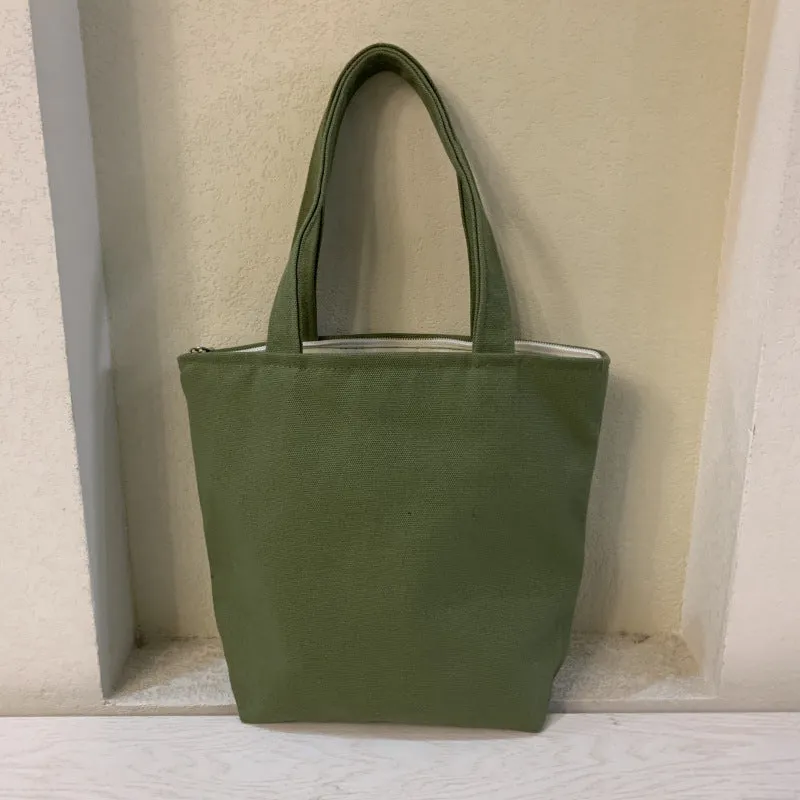 Simple Canvas Bale Of Cotton Lunch Handbags