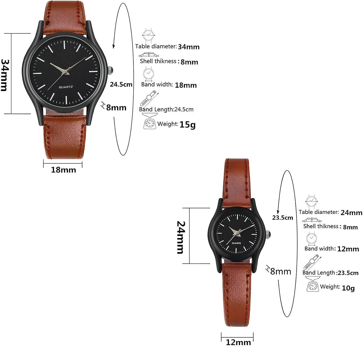 Simple Fashion Men's Watch Women's Watch PU Leather Strap Couple Watch