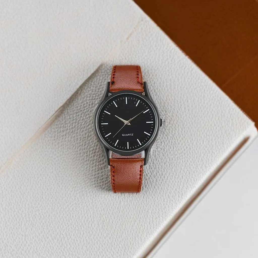 Simple Fashion Men's Watch Women's Watch PU Leather Strap Couple Watch