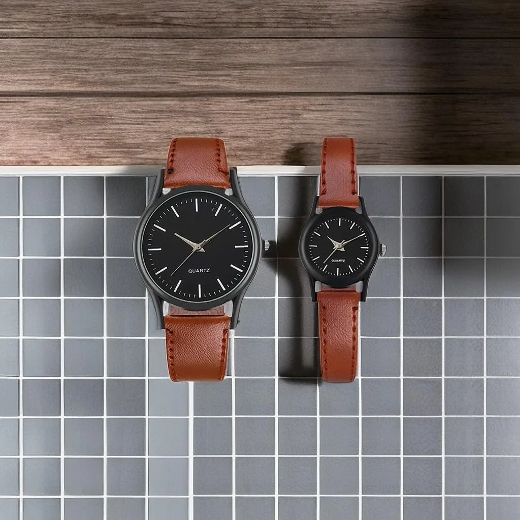 Simple Fashion Men's Watch Women's Watch PU Leather Strap Couple Watch