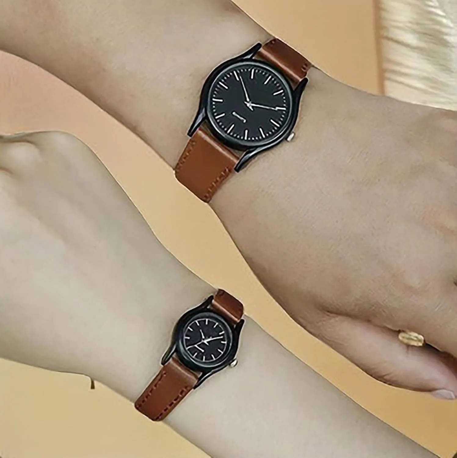 Simple Fashion Men's Watch Women's Watch PU Leather Strap Couple Watch