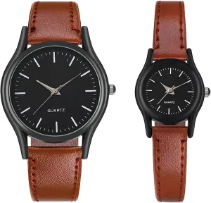 Simple Fashion Men's Watch Women's Watch PU Leather Strap Couple Watch